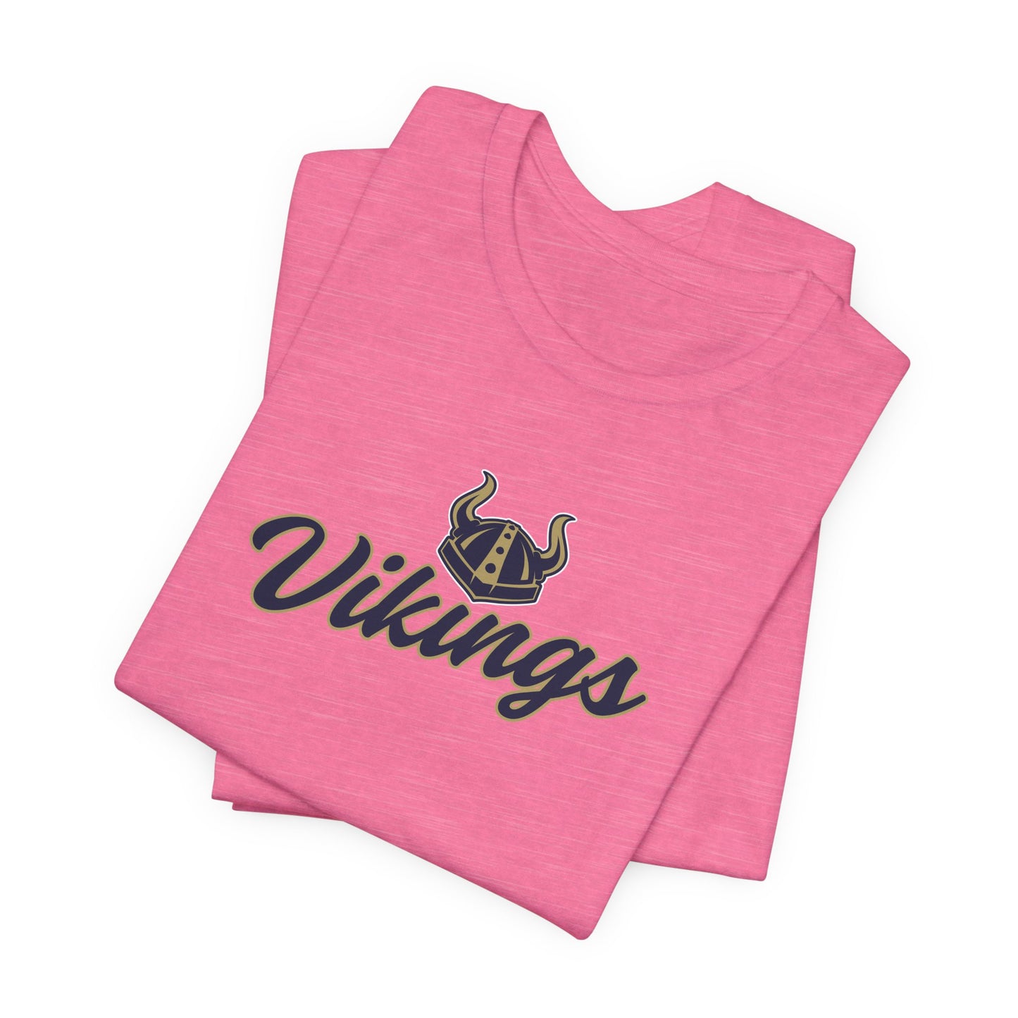 Vikings Script Tee — Retro Horned Helmet Sports T‑Shirt