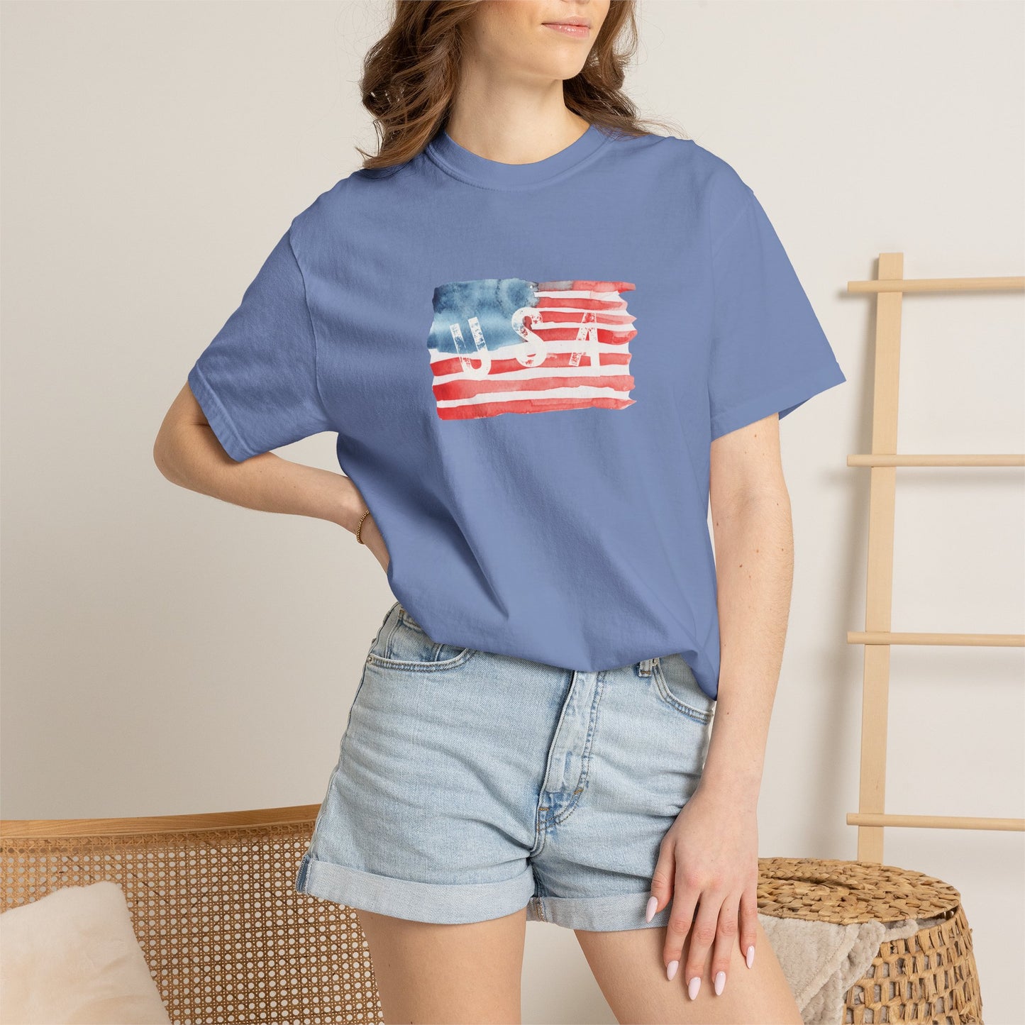 American Flag Watercolor T-Shirt — Watercolor Patriotic Graphic