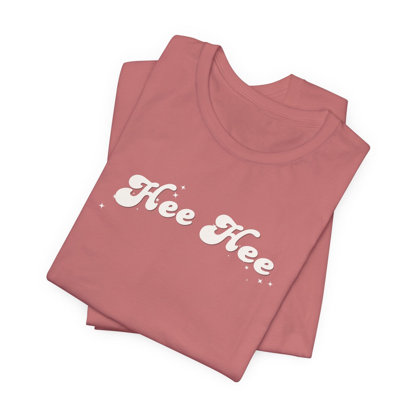Hee Hee script text T-Shirt | Funny Vintage Script Tee