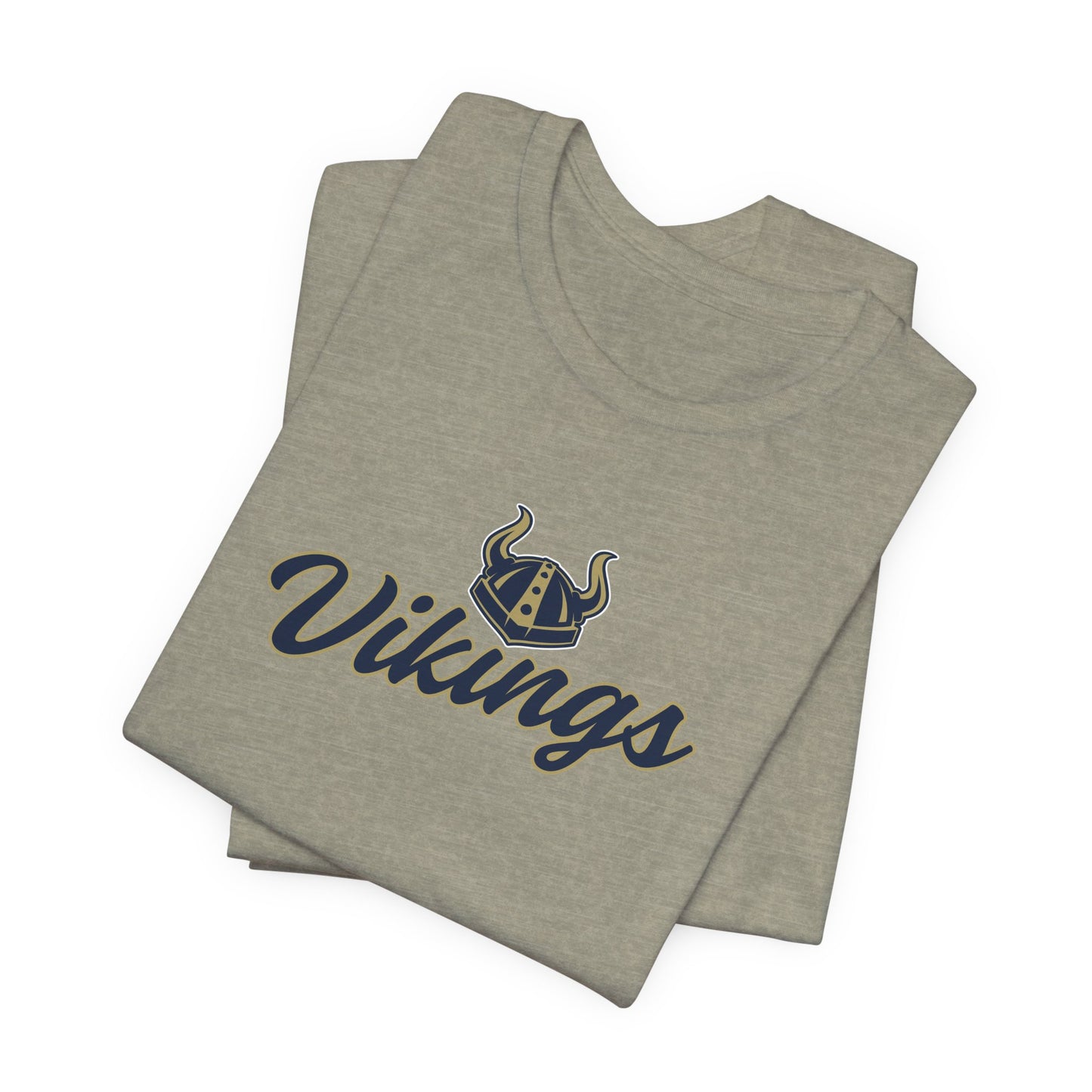 Vikings Script Tee — Retro Horned Helmet Sports T‑Shirt
