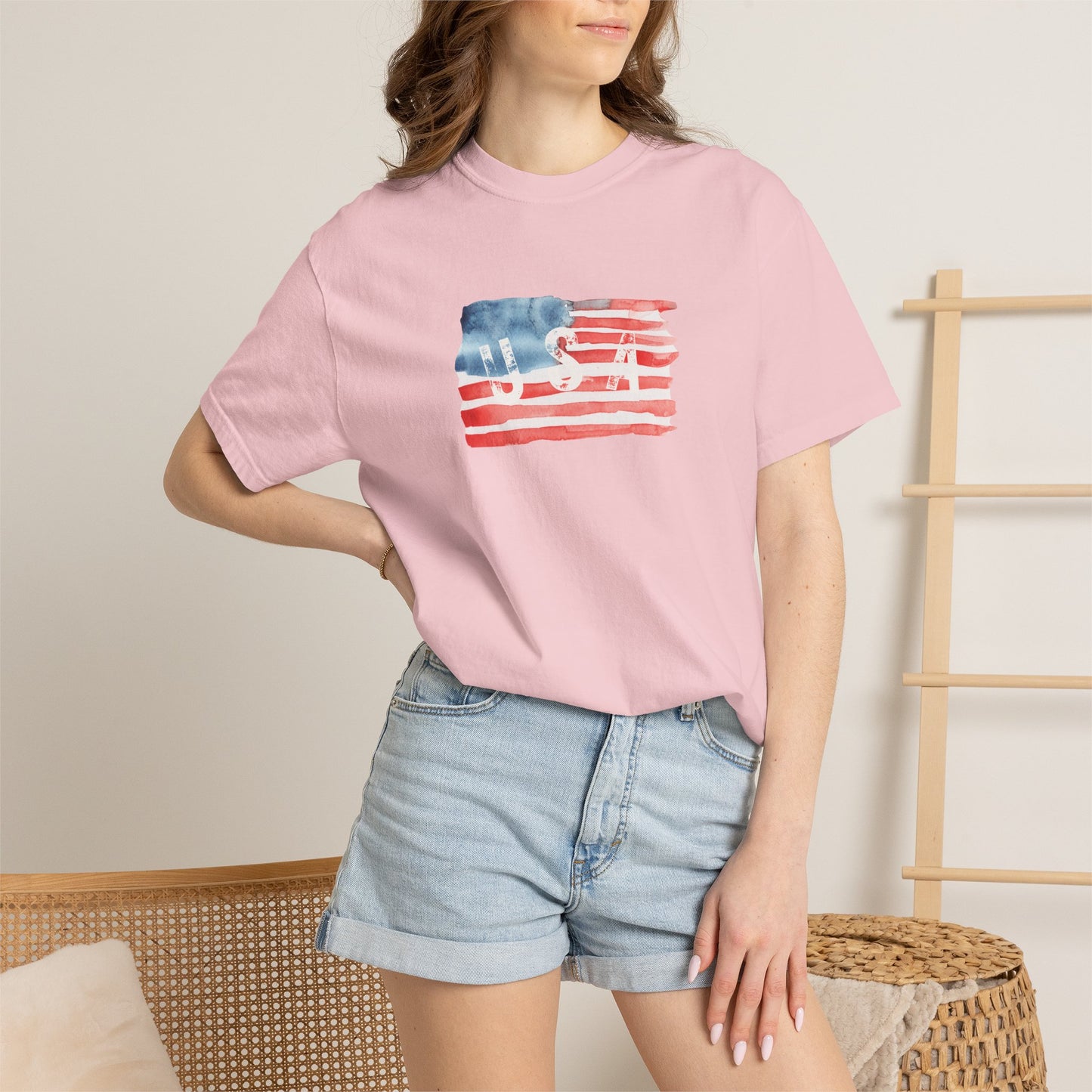American Flag Watercolor T-Shirt — Watercolor Patriotic Graphic