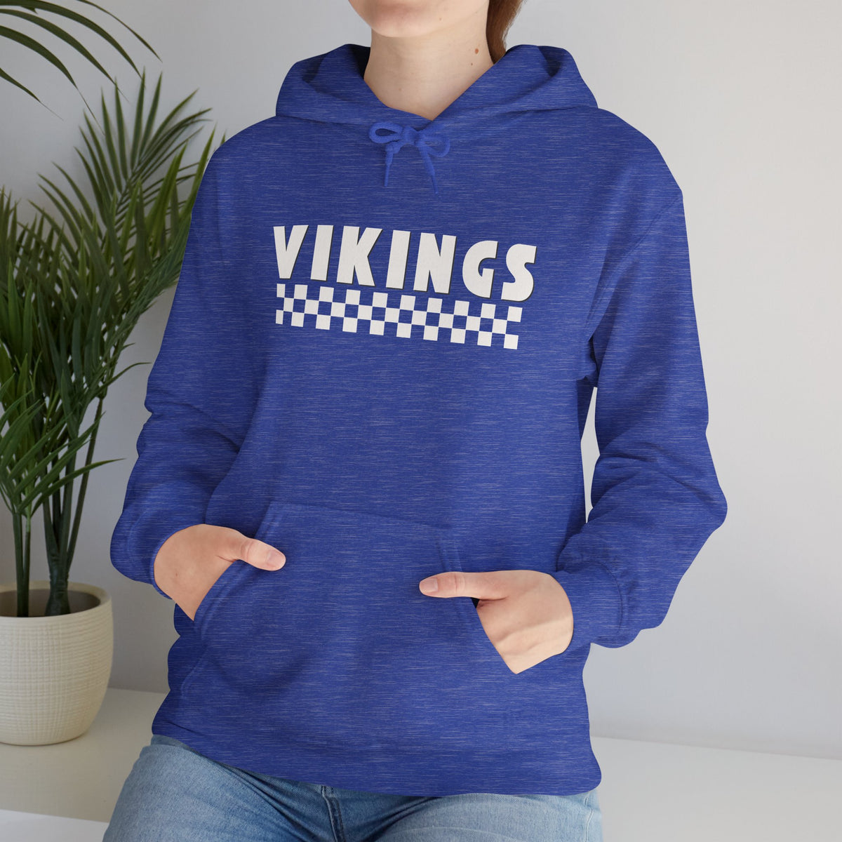 Vikings Checkerboard Hoodie – Retro Sports Team Pullover