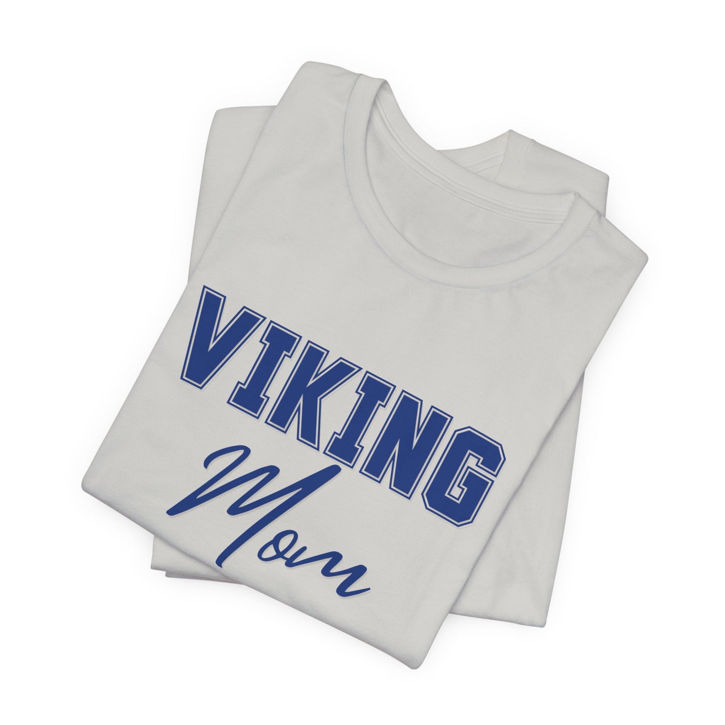Viking Mom T-Shirt — Blue Collegiate Script Tee for Proud Football & School Spirit Moms