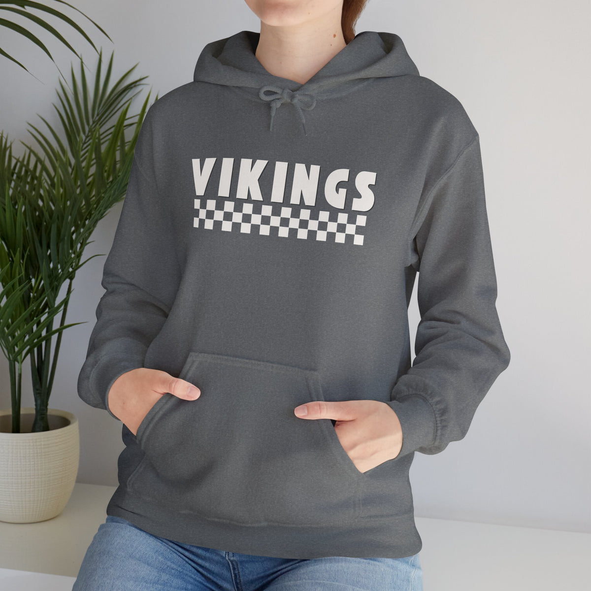 Vikings Checkerboard Hoodie – Retro Sports Team Pullover
