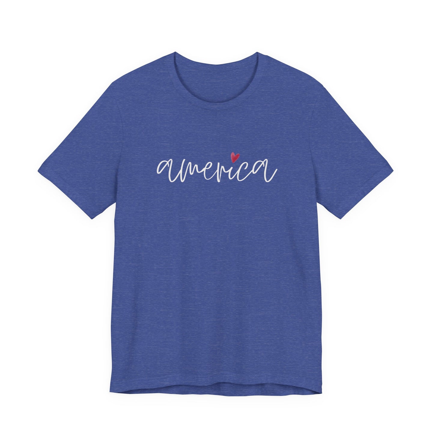 America Script Heart T-Shirt — Patriotic Fourth of July Tee