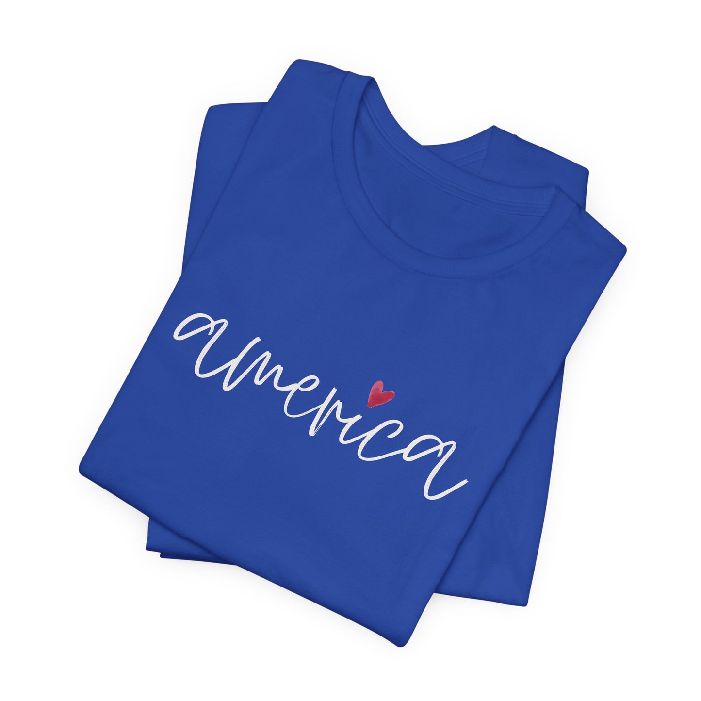 America Script Heart T-Shirt — Patriotic Fourth of July Tee
