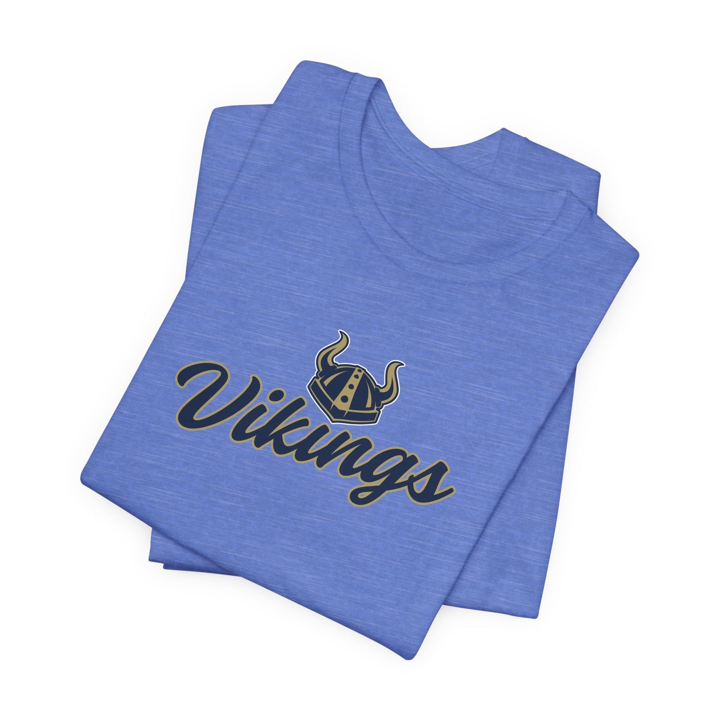 Vikings Script Tee — Retro Horned Helmet Sports T‑Shirt