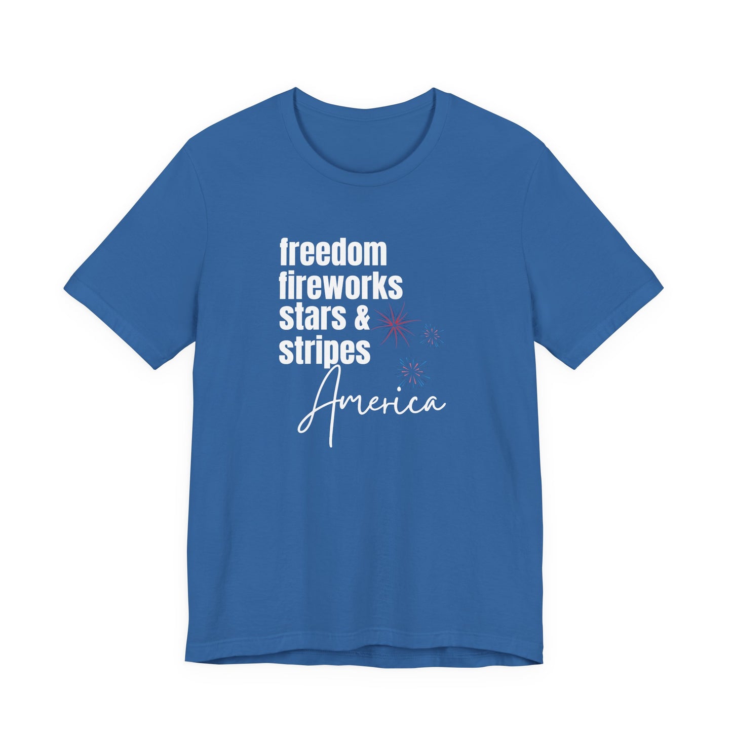America Freedom Fireworks Tee – Stars & Stripes Patriotic T-Shirt