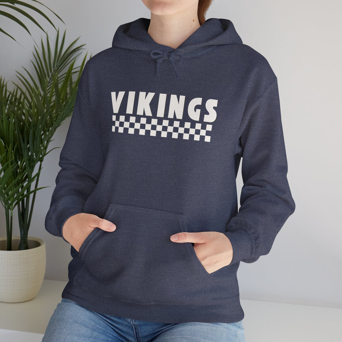 Vikings Checkerboard Hoodie – Retro Sports Team Pullover