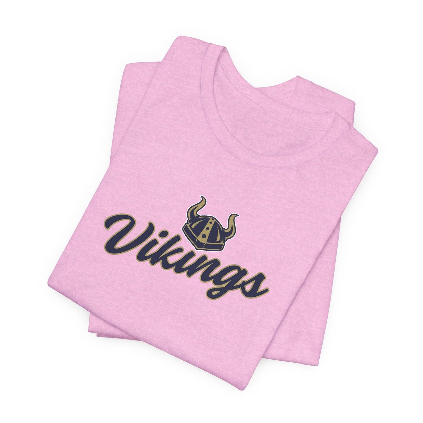 Vikings Script Tee — Retro Horned Helmet Sports T‑Shirt