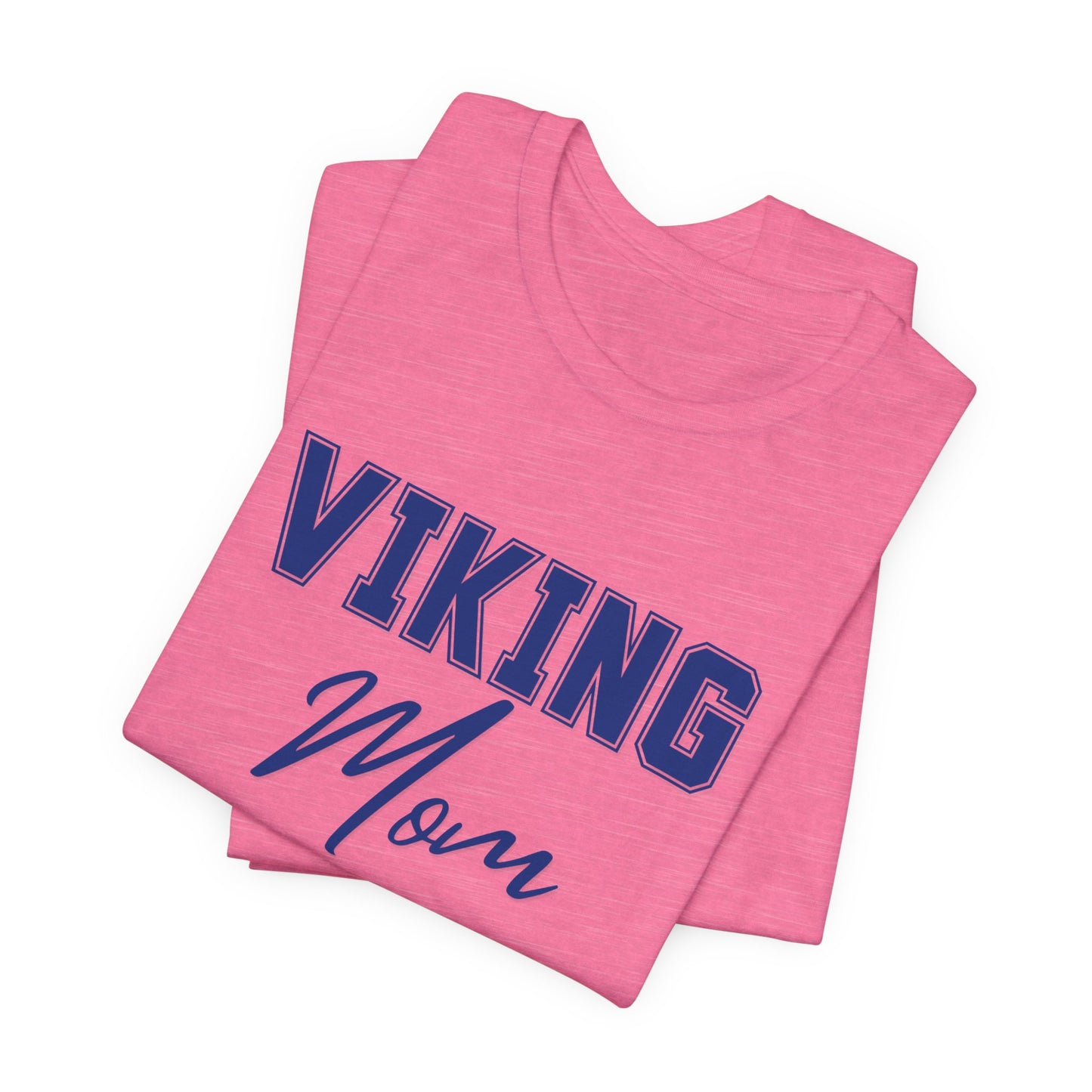 Viking Mom T-Shirt — Blue Collegiate Script Tee for Proud Football & School Spirit Moms