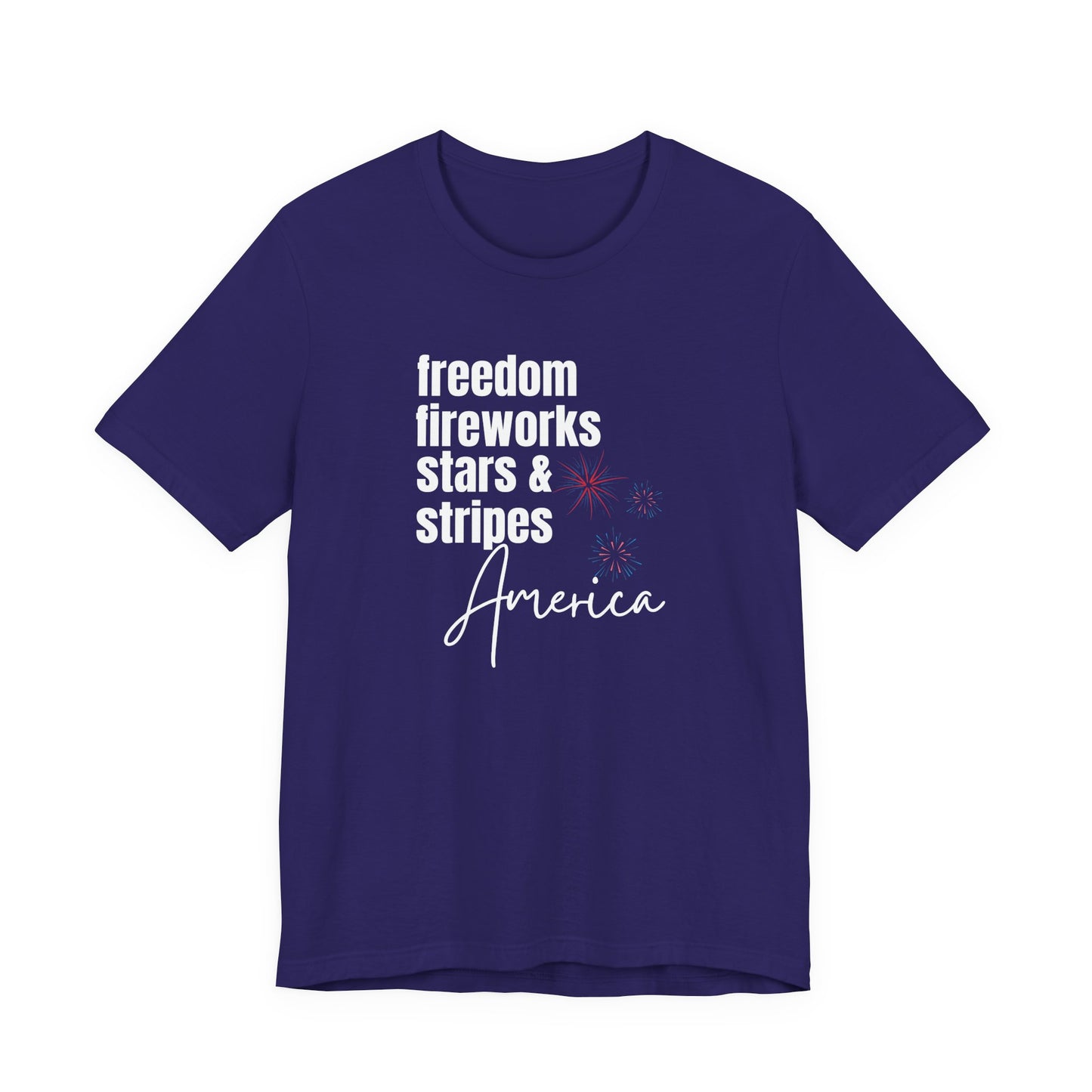 America Freedom Fireworks Tee – Stars & Stripes Patriotic T-Shirt
