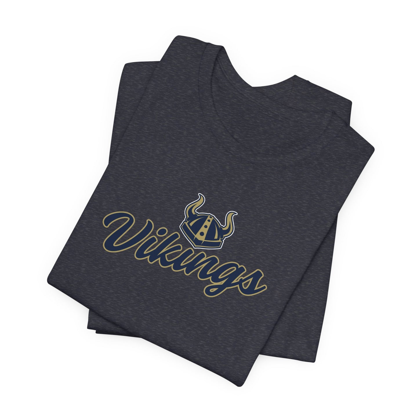 Vikings Script Tee — Retro Horned Helmet Sports T‑Shirt