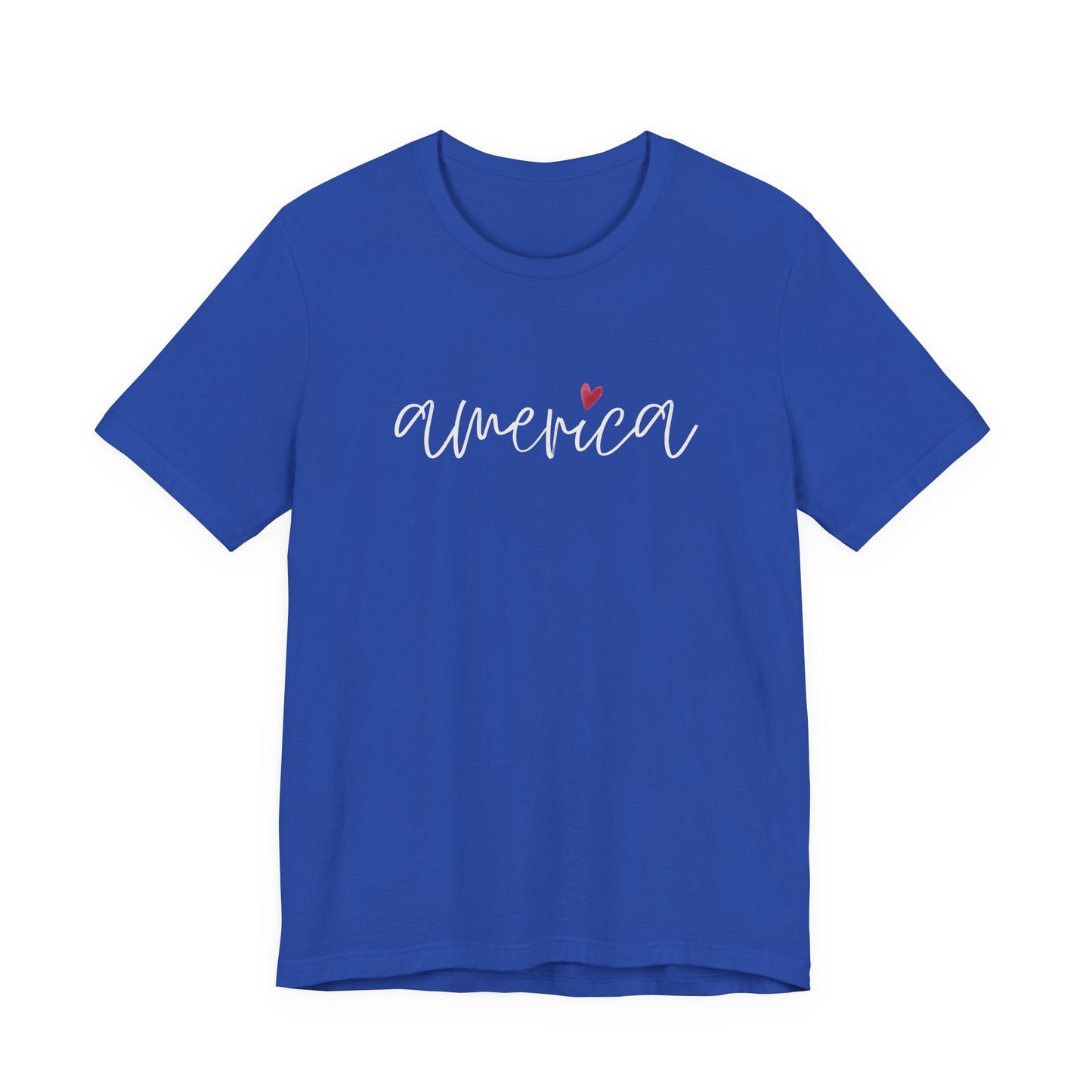 America Script Heart T-Shirt — Patriotic Fourth of July Tee