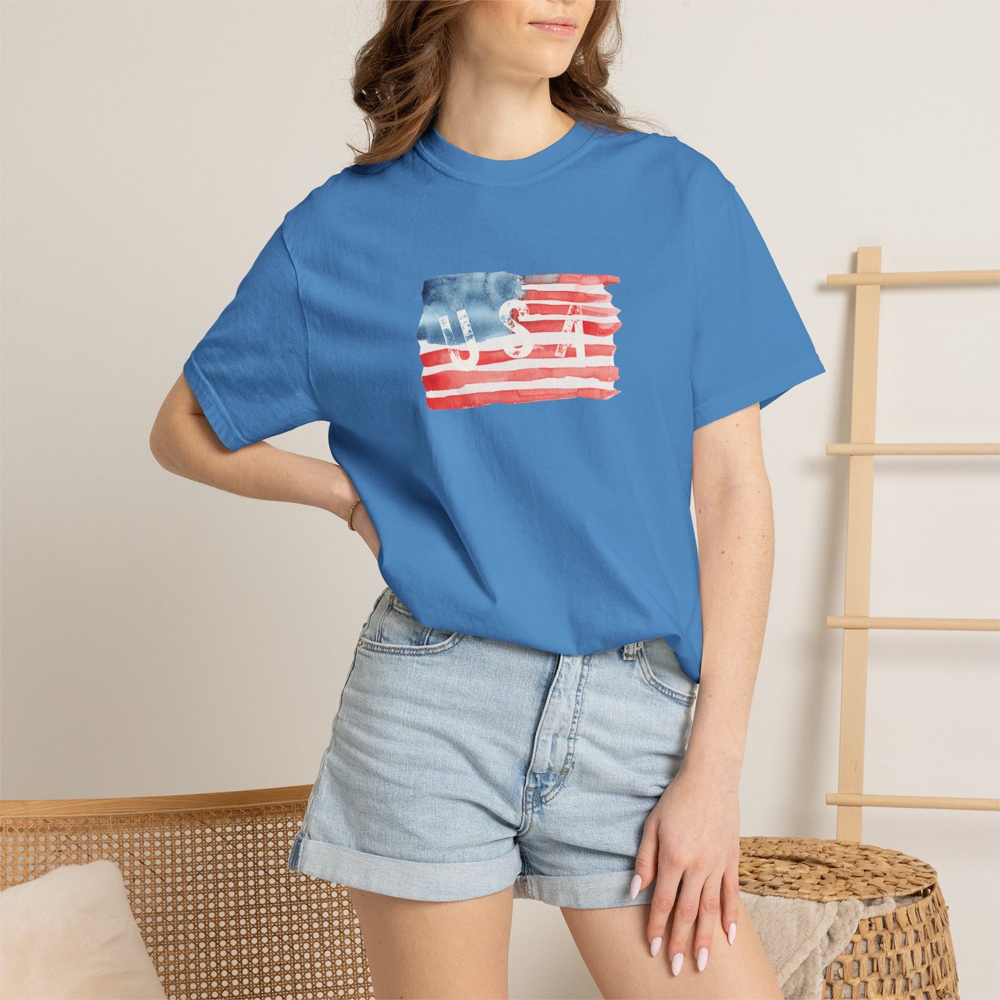 American Flag Watercolor T-Shirt — Watercolor Patriotic Graphic
