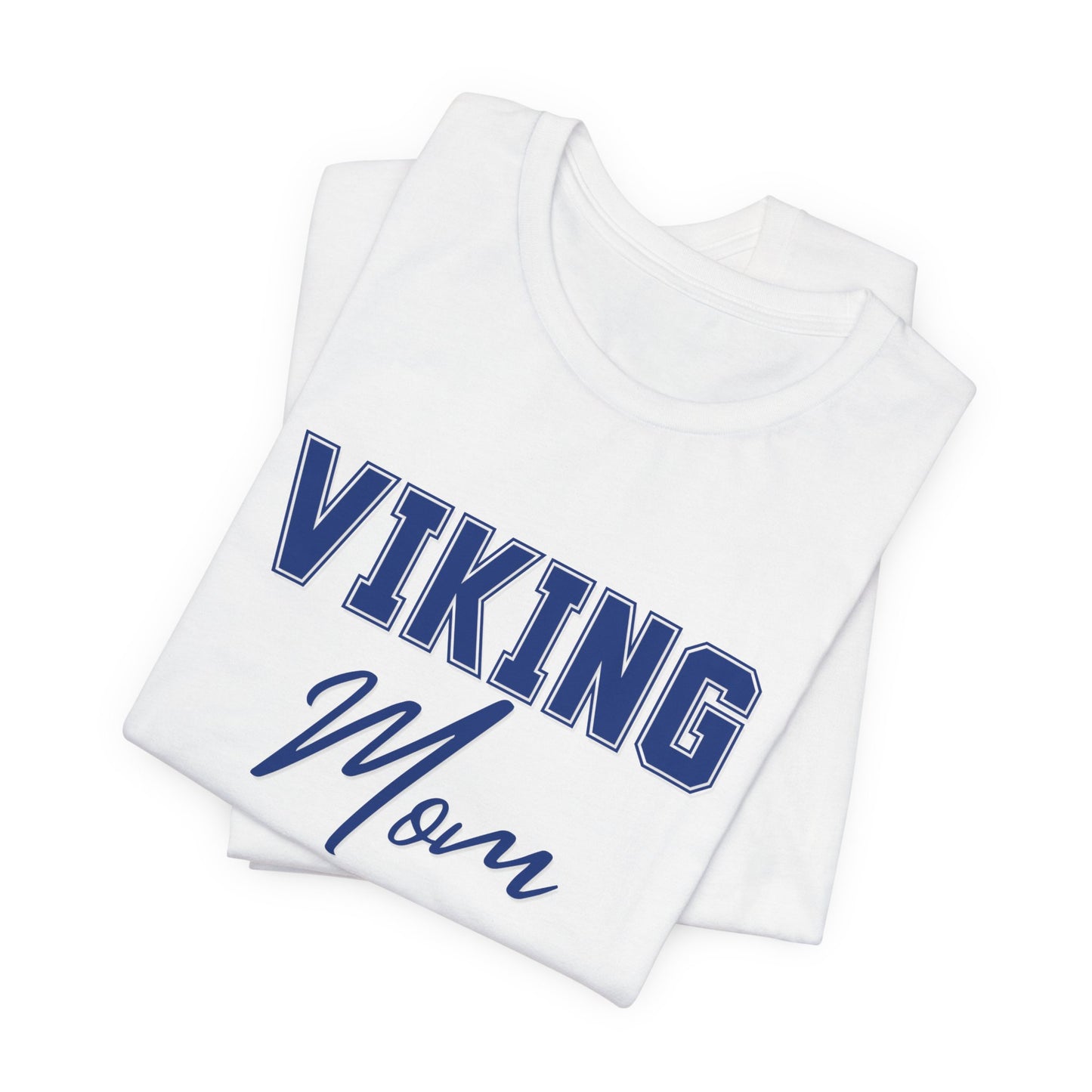 Viking Mom T-Shirt — Blue Collegiate Script Tee for Proud Football & School Spirit Moms