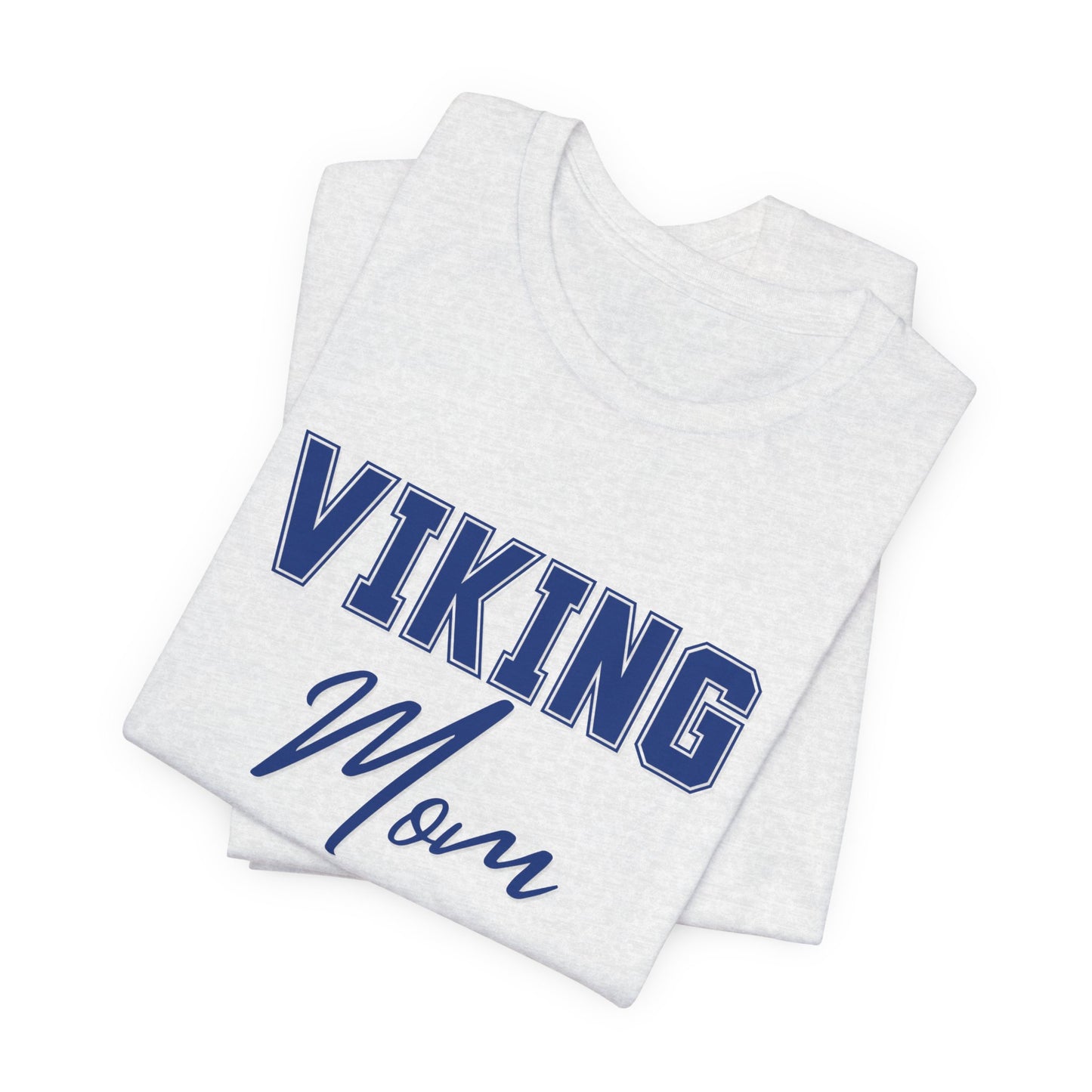 Viking Mom T-Shirt — Blue Collegiate Script Tee for Proud Football & School Spirit Moms