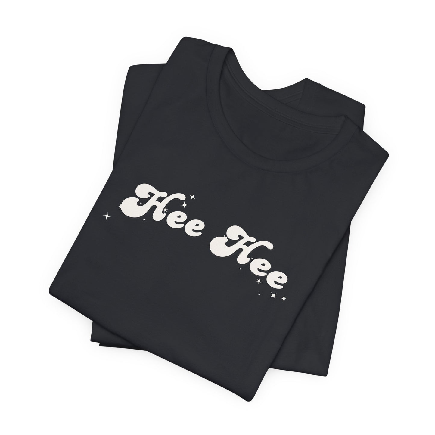 Hee Hee script text T-Shirt | Funny Vintage Script Tee