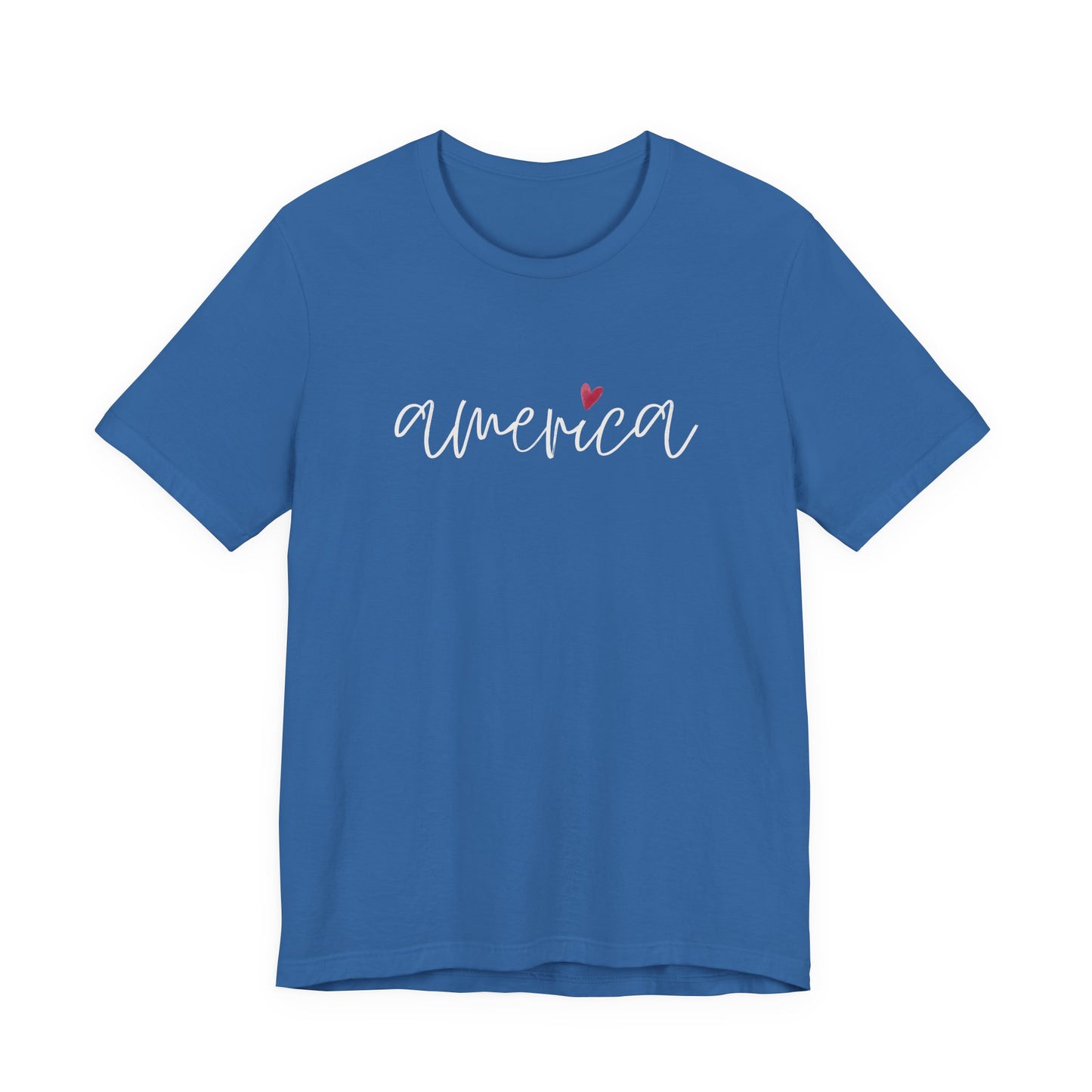 America Script Heart T-Shirt — Patriotic Fourth of July Tee