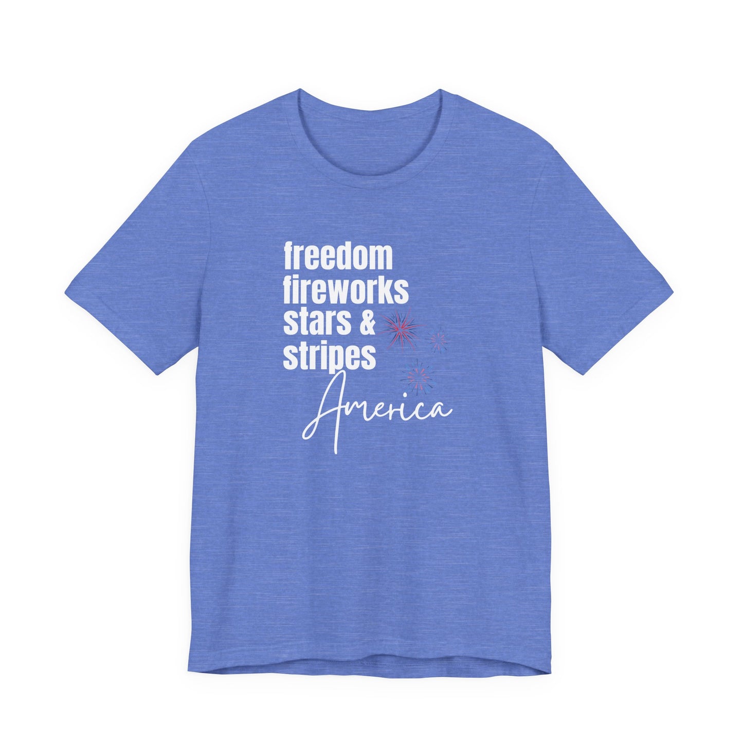 America Freedom Fireworks Tee – Stars & Stripes Patriotic T-Shirt
