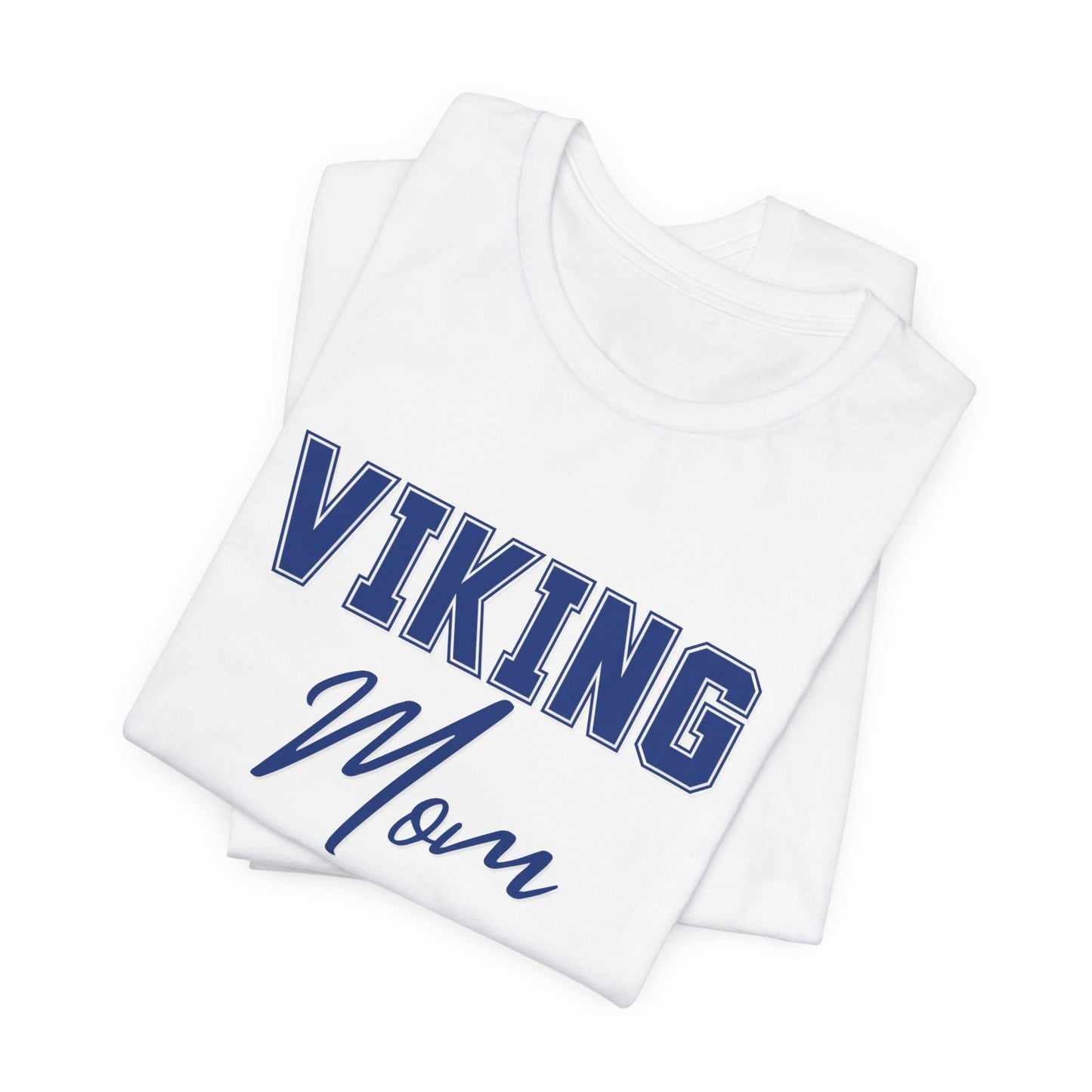 Viking Mom T-Shirt — Blue Collegiate Script Tee for Proud Football & School Spirit Moms