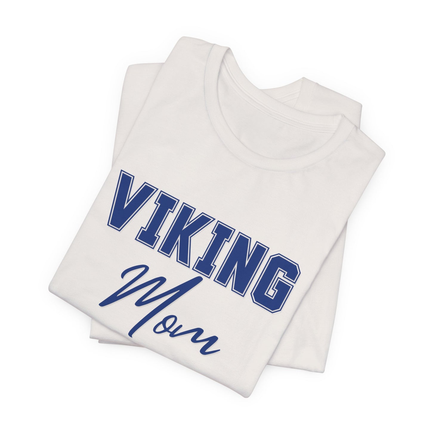 Viking Mom T-Shirt — Blue Collegiate Script Tee for Proud Football & School Spirit Moms