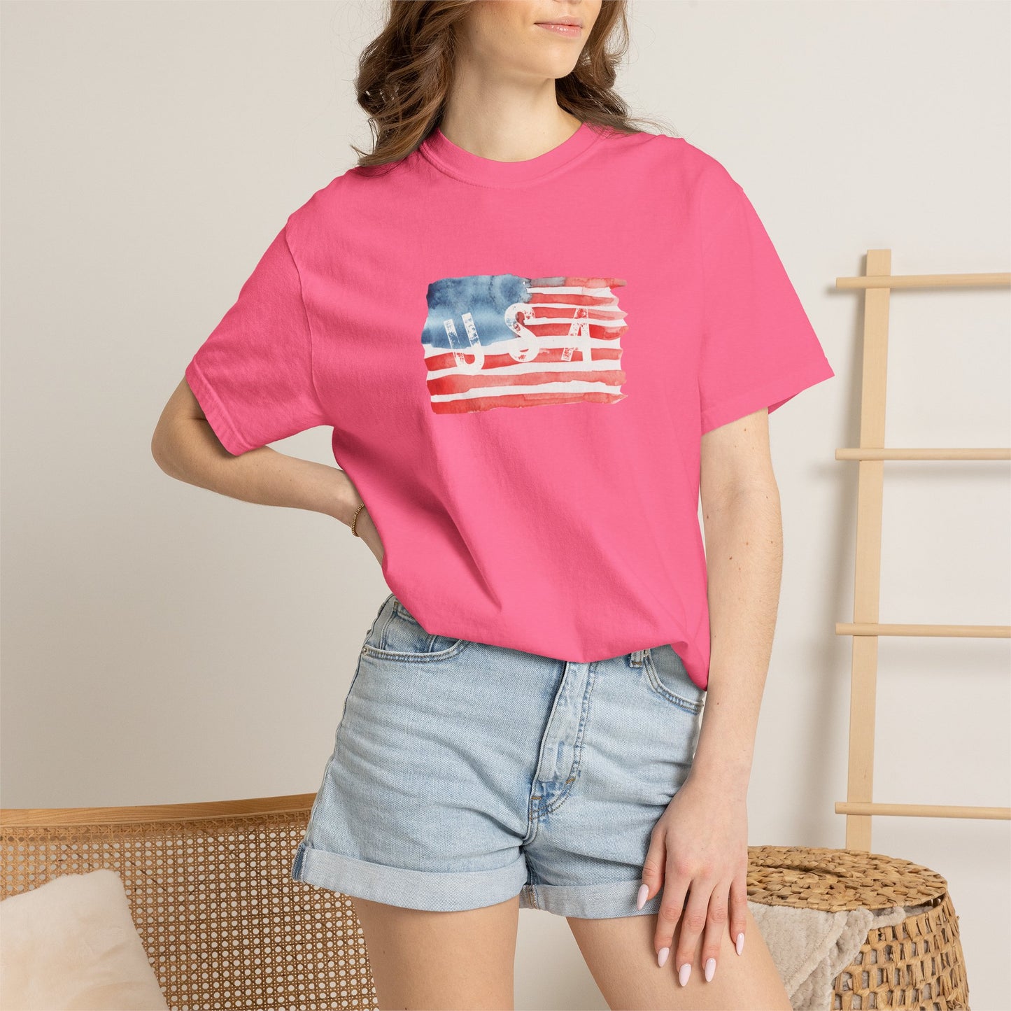 American Flag Watercolor T-Shirt — Watercolor Patriotic Graphic