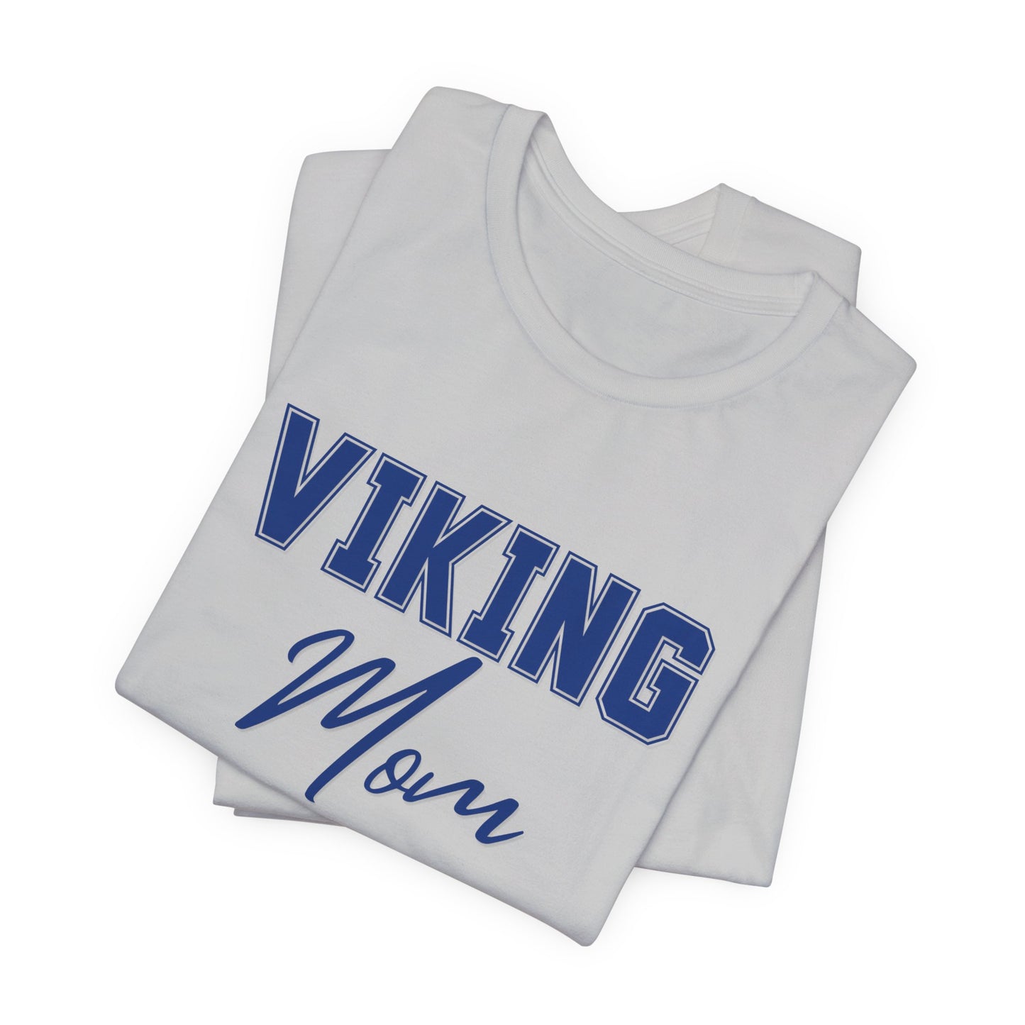 Viking Mom T-Shirt — Blue Collegiate Script Tee for Proud Football & School Spirit Moms