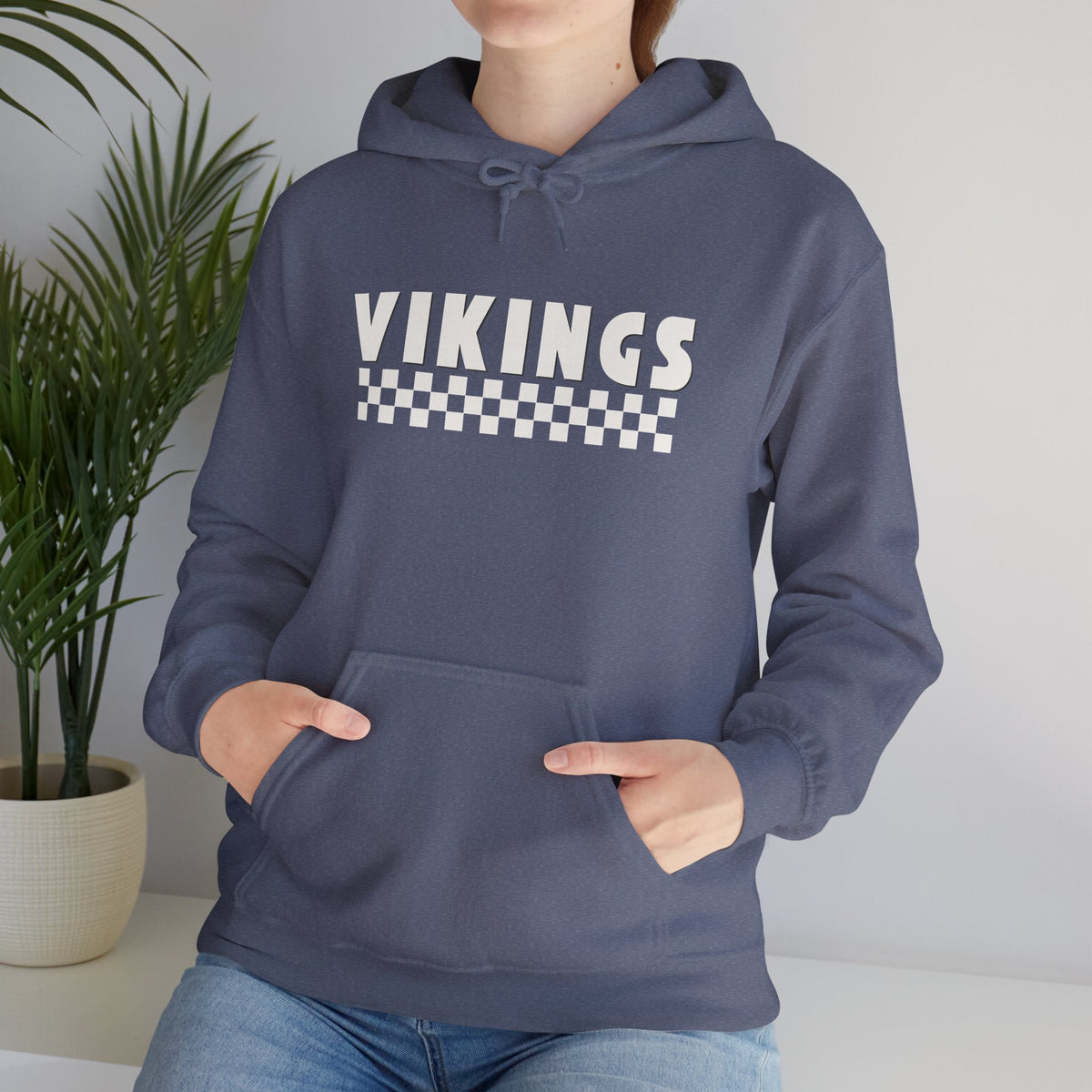 Vikings Checkerboard Hoodie – Retro Sports Team Pullover