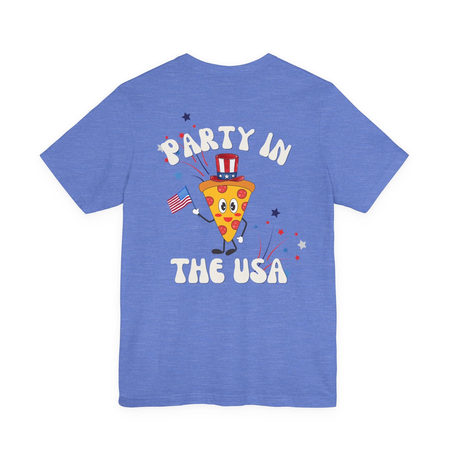 Party in the USA Pizza Tee - Patriotic 4th of July Graphic T-Shirt
