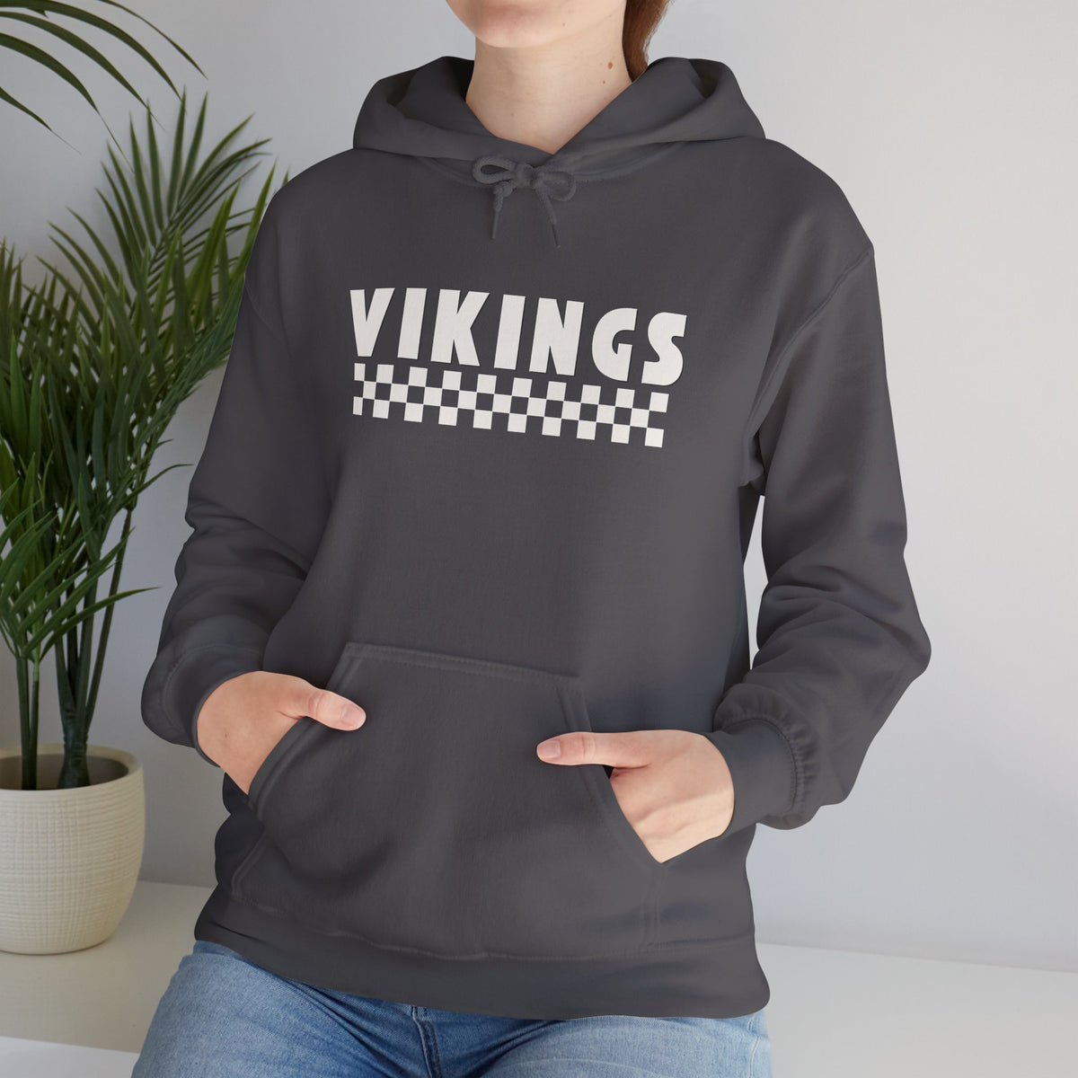 Vikings Checkerboard Hoodie – Retro Sports Team Pullover