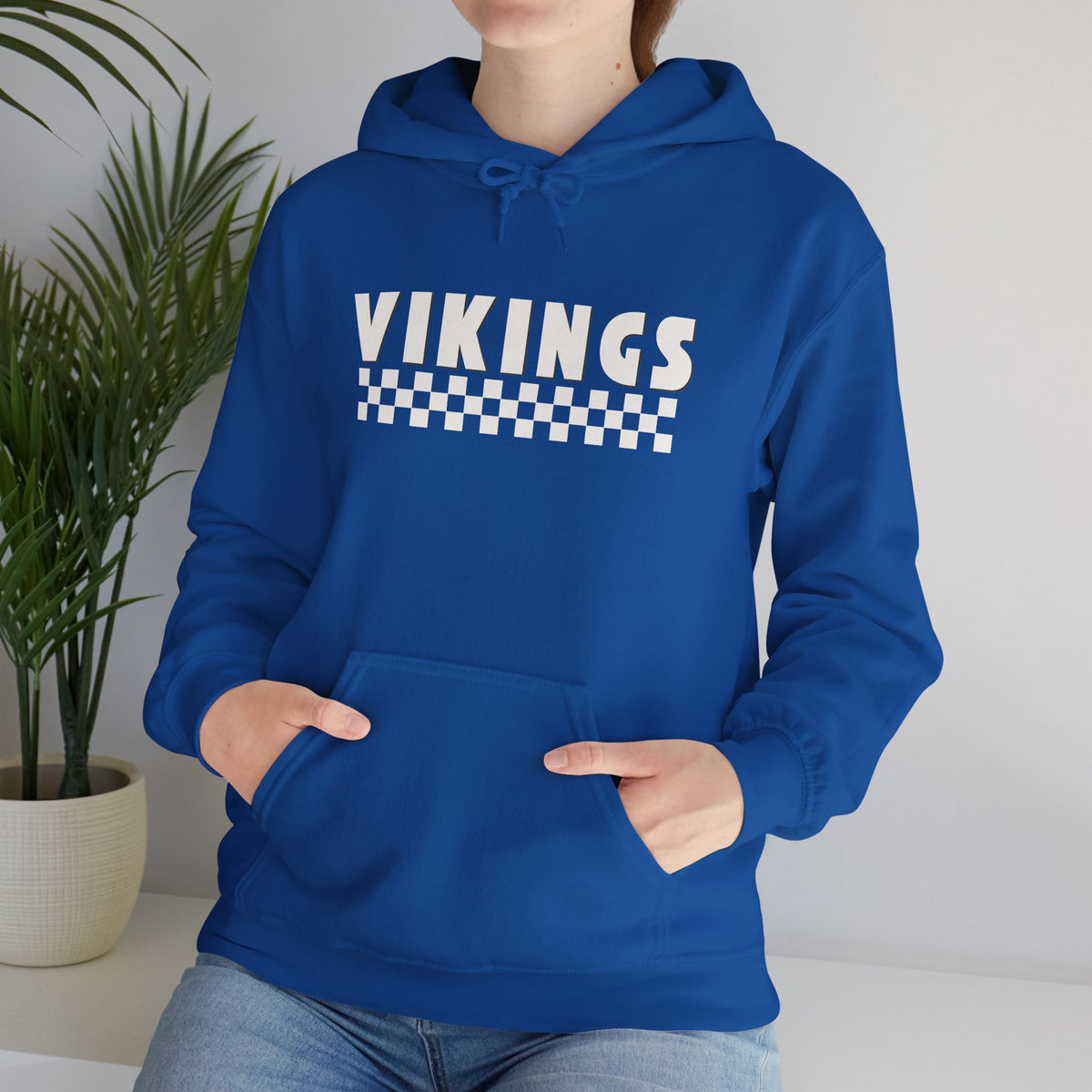 Vikings Checkerboard Hoodie – Retro Sports Team Pullover