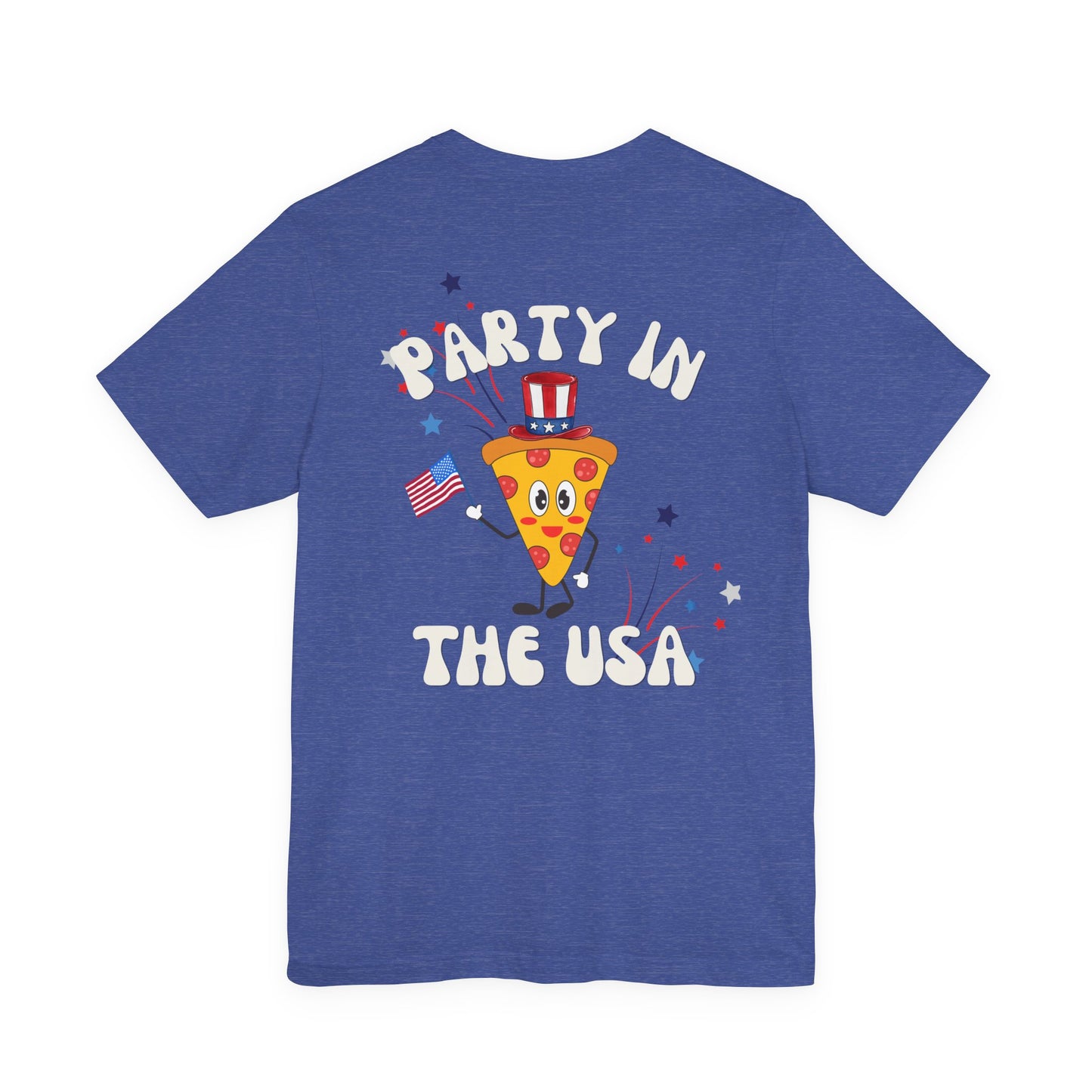 Party in the USA Pizza Tee - Patriotic 4th of July Graphic T-Shirt