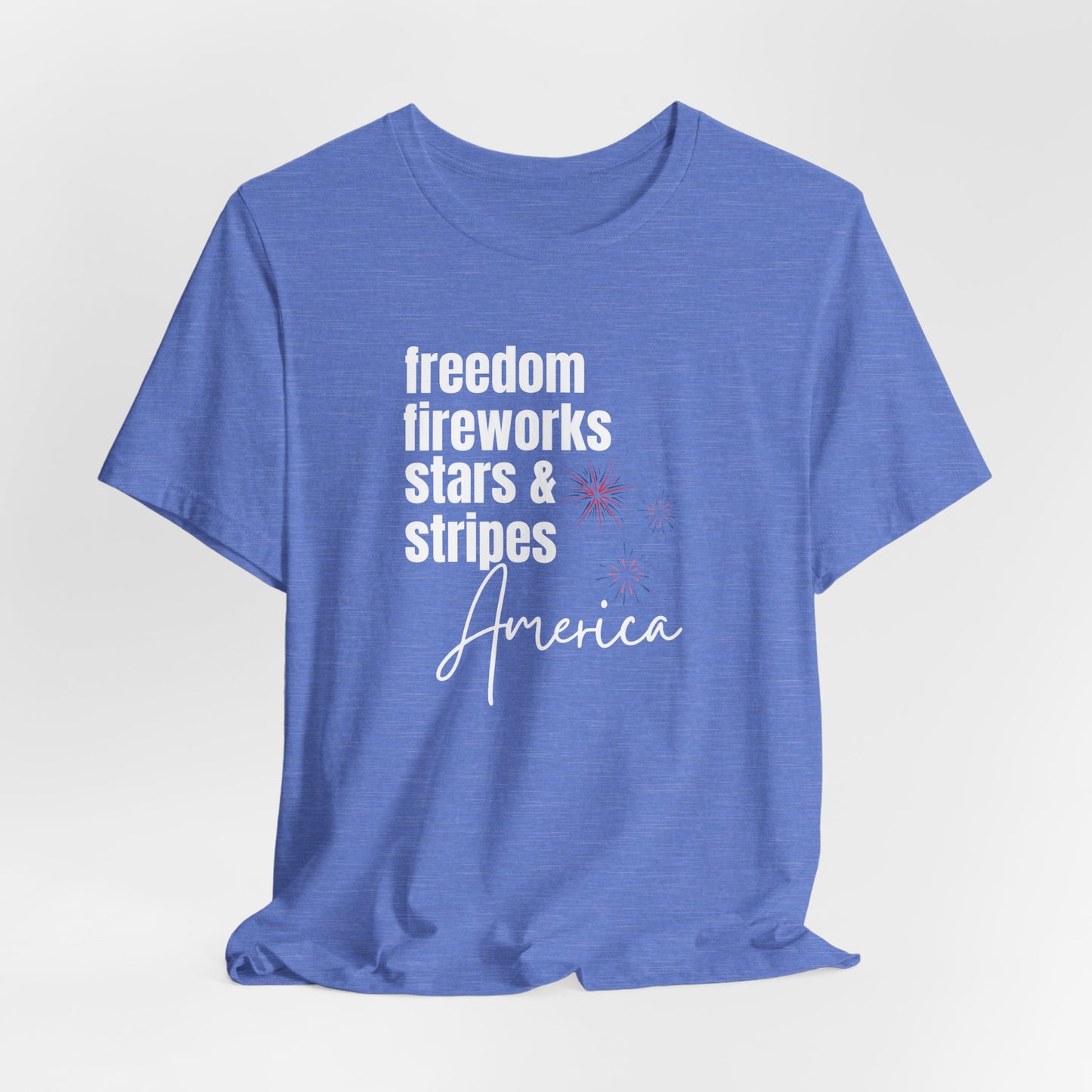 America Freedom Fireworks Tee – Stars & Stripes Patriotic T-Shirt