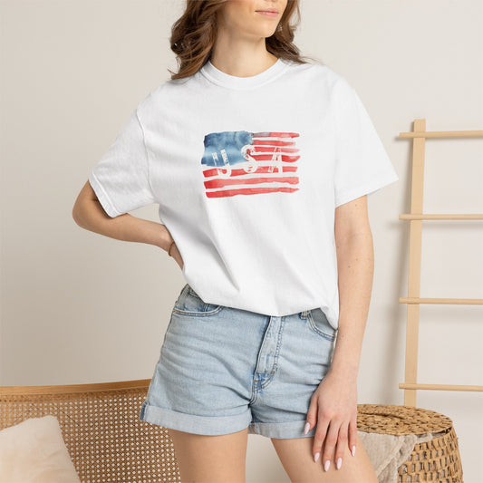 American Flag Watercolor T-Shirt — Watercolor Patriotic Graphic