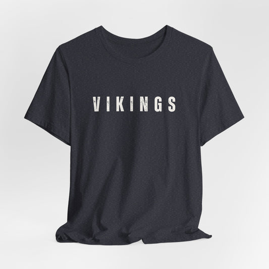 Vikings Minimalist Heather Tee - Retro Block Letter Football Shirt