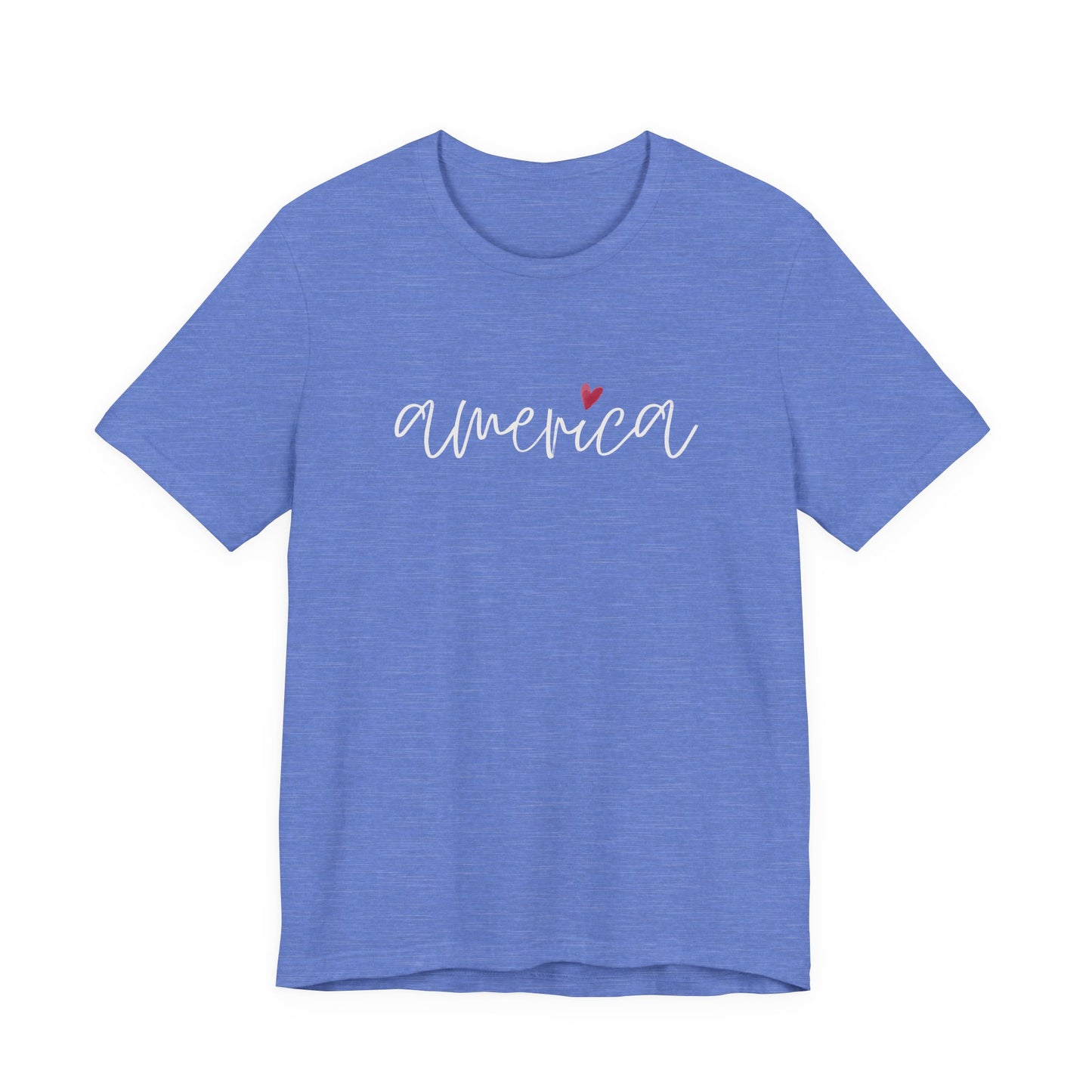 America Script Heart T-Shirt — Patriotic Fourth of July Tee